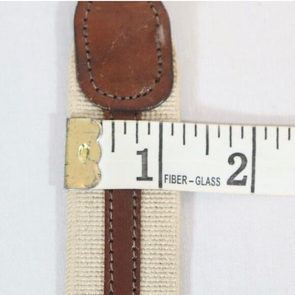 Millers Surcingle Mens Belt Small Brown Leather Ends Overlay On Beight Canvas - Picture 10 of 10